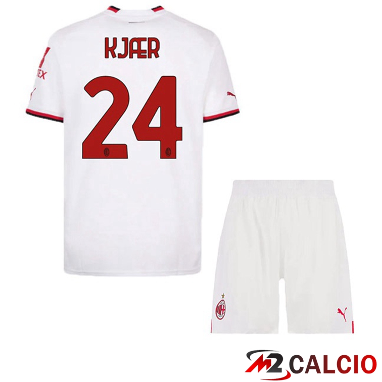 Maglie Calcio AC Milan (KJÆR 24) Bambino Seconda Bianco 2022/2023