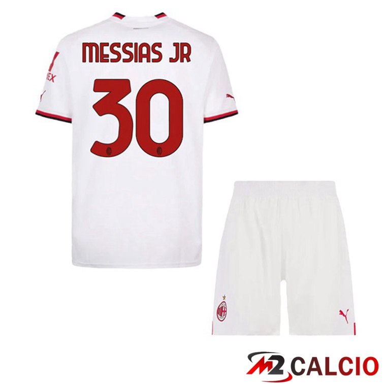 Maglie Calcio AC Milan (MESSIAS JR 30) Bambino Seconda Bianco 2022/2023