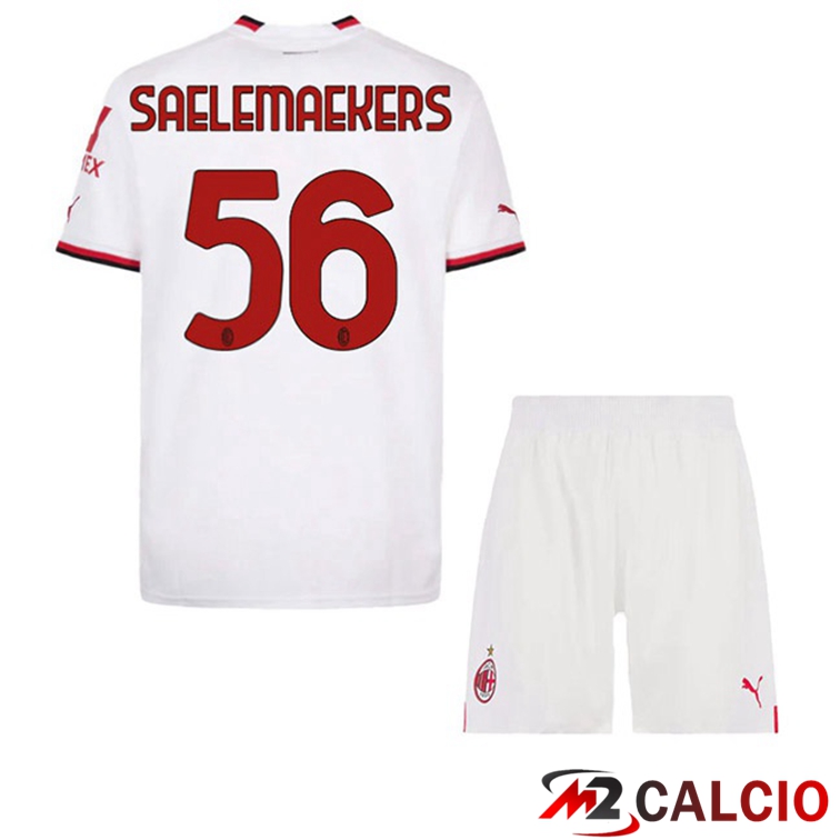 Maglie Calcio AC Milan (SAELEMAEKERS 56) Bambino Seconda Bianco 2022/2023