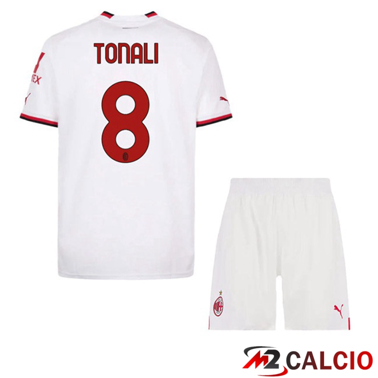 Maglie Calcio AC Milan (TONALI 8) Bambino Seconda Bianco 2022/2023