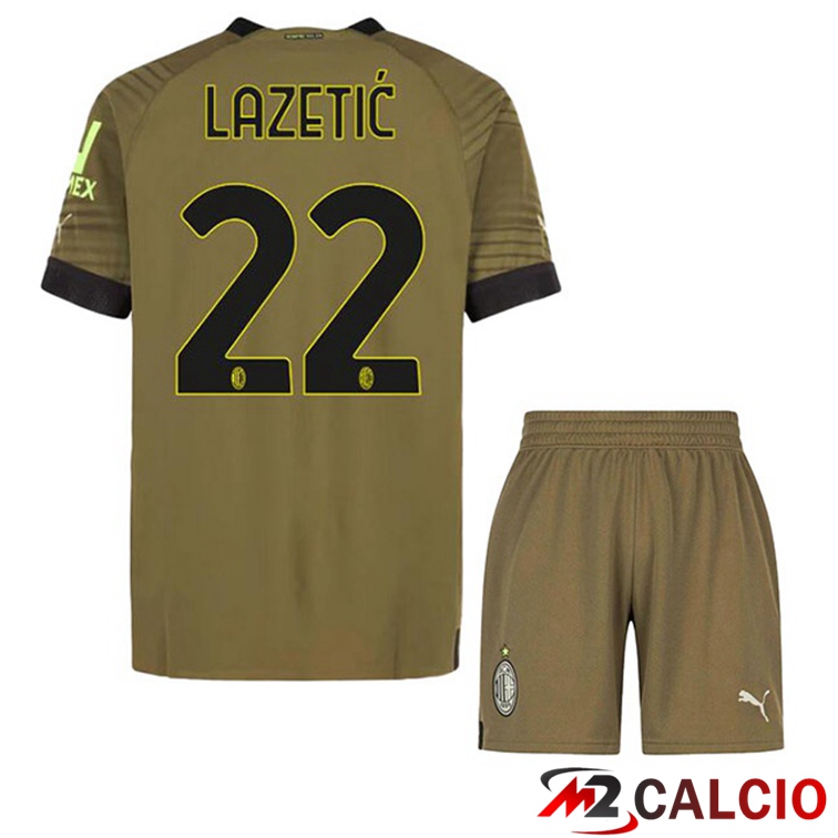 Maglie Calcio AC Milan (LAZETIĆ 22) Bambino Terza Marrone 2022/2023