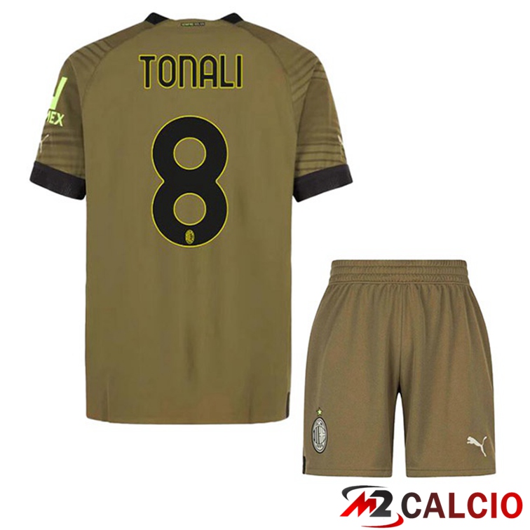Maglie Calcio AC Milan (TONALI 8) Bambino Terza Marrone 2022/2023