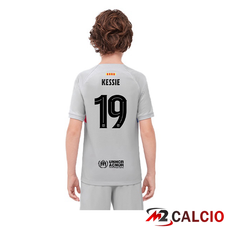 Maglie Calcio FC Barcellona (KESSIE 19) Bambino Terza Grigio 2022/2023