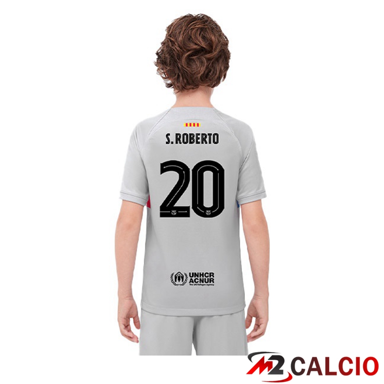 Maglie Calcio FC Barcellona (S. ROBERTO 20) Bambino Terza Grigio 2022/2023