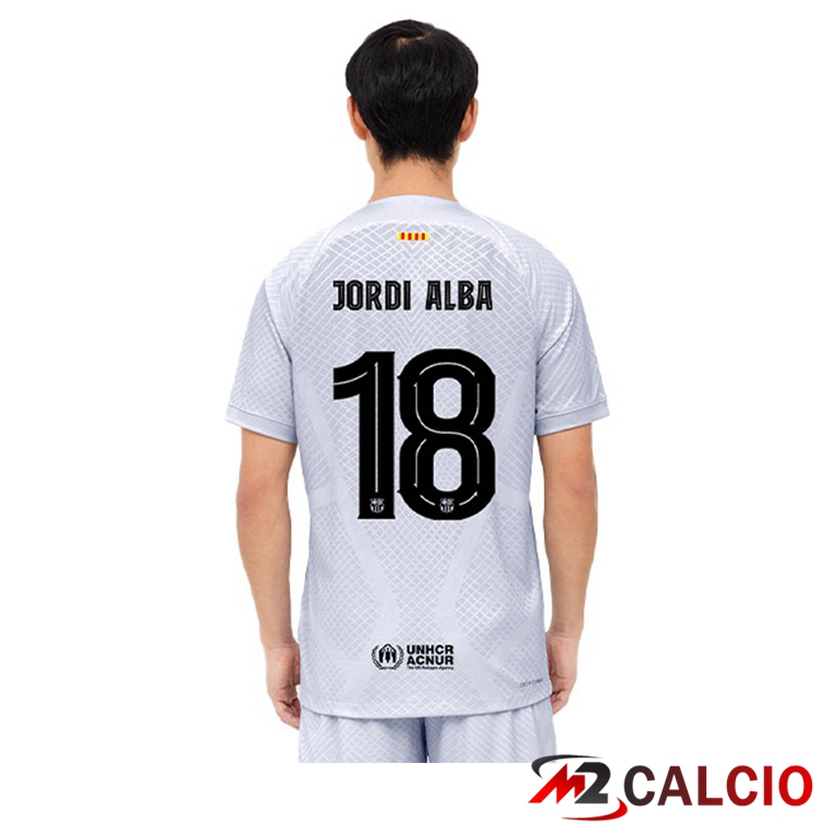 Maglie Calcio FC Barcellona (JORDI ALBA 18) Terza Grigio 2022/2023