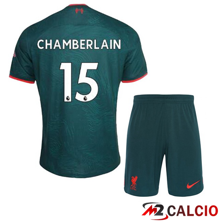 Maglie Calcio FC Liverpool (CHAMBERLAIN 15) Bambino Terza Verde 2022/2023