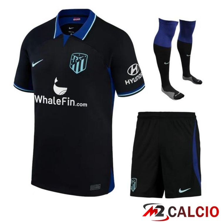 Insieme Maglie Calcio Atletico Madrid Seconda (Pantaloncini + Calzini) 2022/2023