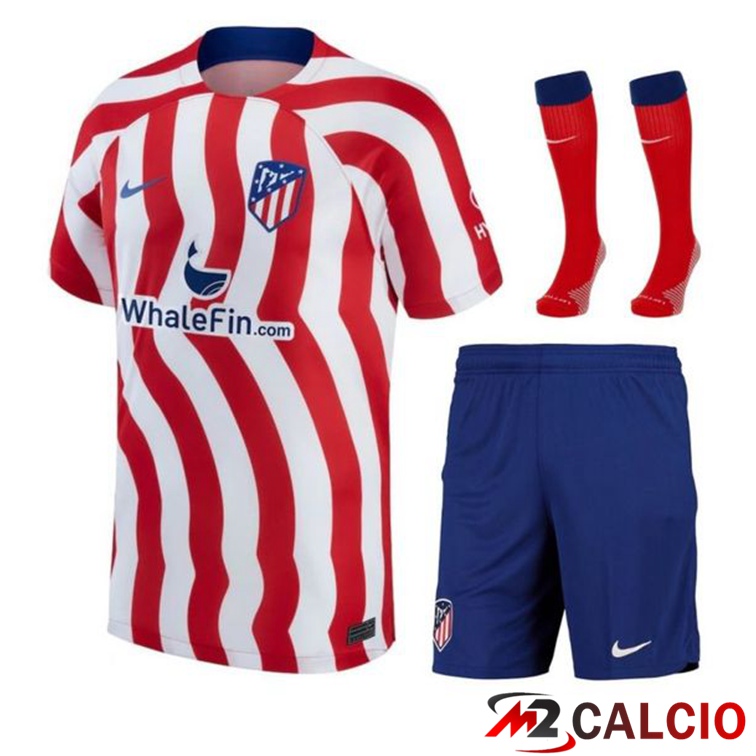 Insieme Maglie Calcio Atletico Madrid Prima (Pantaloncini + Calzini) 2022/2023