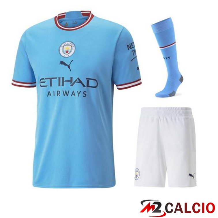 Insieme Maglie Calcio Manchester City Prima (Pantaloncini + Calzini) 2022/2023