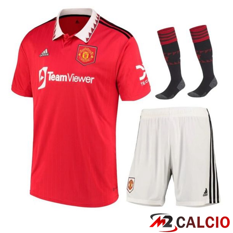 Insieme Maglie Calcio Manchester United Prima (Pantaloncini + Calzini) 2022/2023