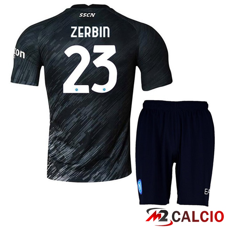Maglie Calcio SSC Napoli (Zerbin 23) Bambino Terza Nero 2022/2023