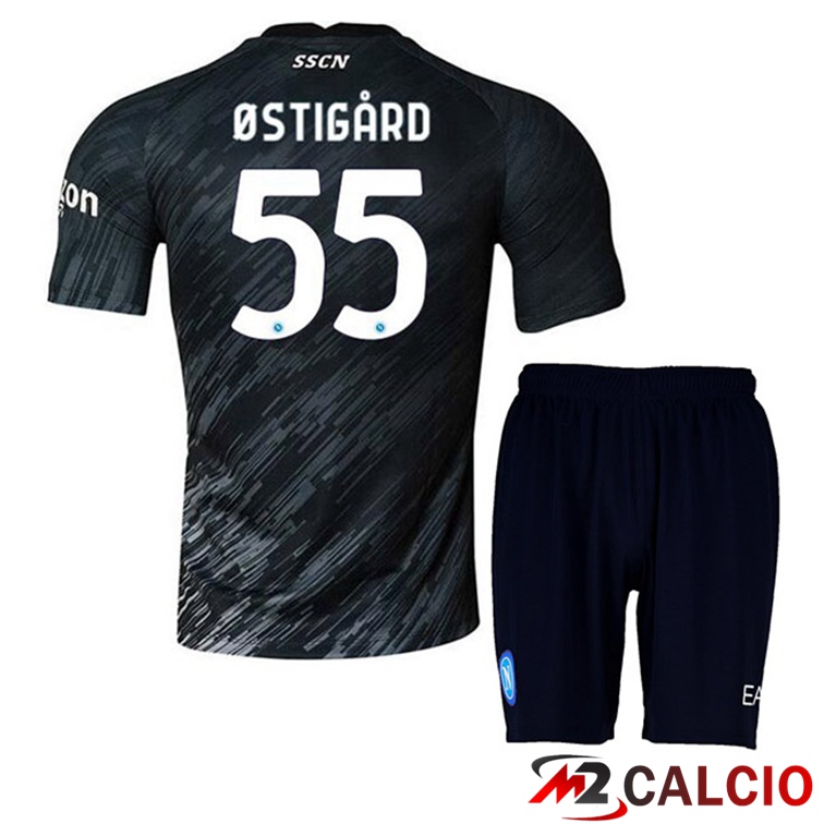 Maglie Calcio SSC Napoli (Ostigard 55) Bambino Terza Nero 2022/2023