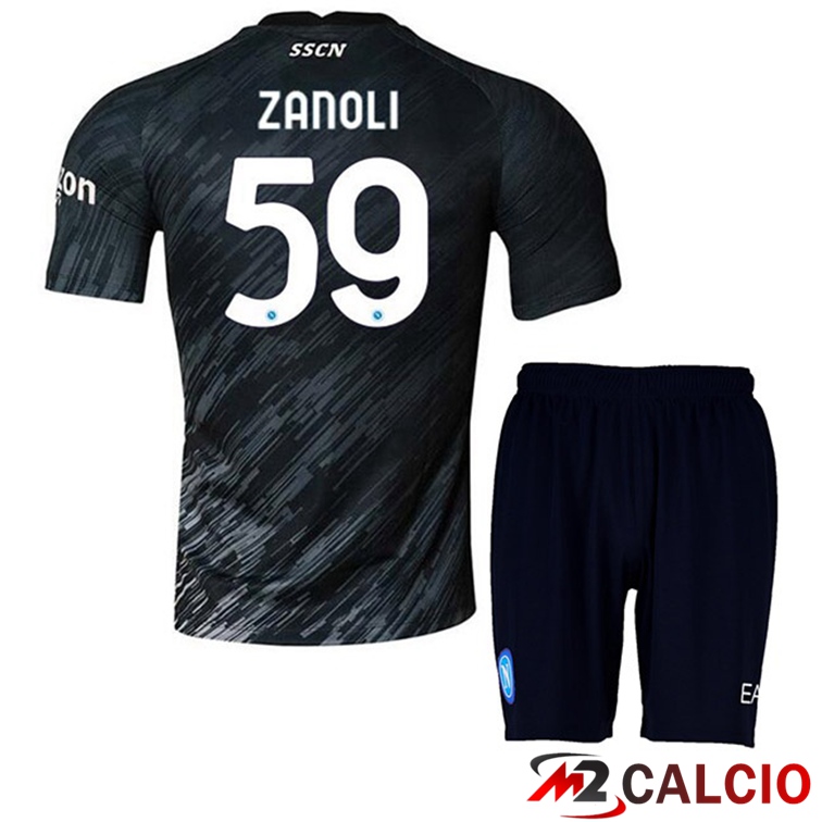 Maglie Calcio SSC Napoli (Zanoli 59) Bambino Terza Nero 2022/2023