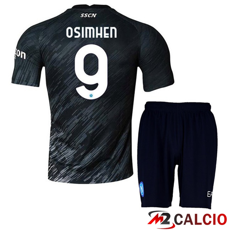 Maglie Calcio SSC Napoli (Osimhen 9) Bambino Terza Nero 2022/2023