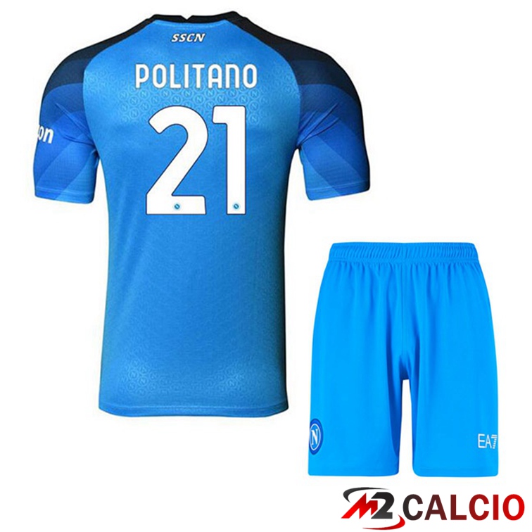 Maglie Calcio SSC Napoli (Politano 21) Bambino Prima Blu 2022/2023