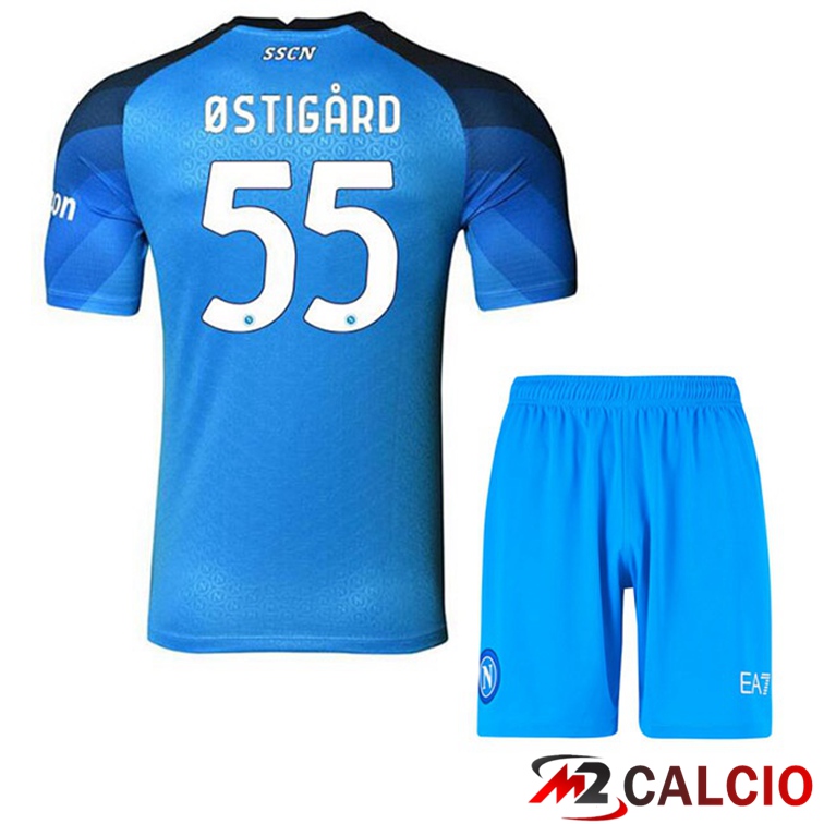 Maglie Calcio SSC Napoli (Ostigard 55) Bambino Prima Blu 2022/2023