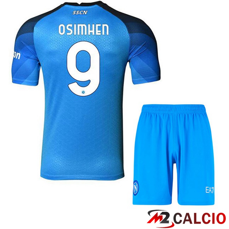 Maglie Calcio SSC Napoli (Osimhen 9) Bambino Prima Blu 2022/2023