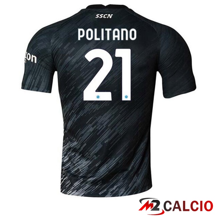 Maglie Calcio SSC Napoli (Politano 21) Terza Nero 2022/2023