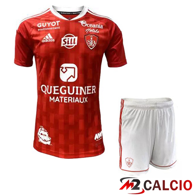 Maglie Calcio Stade Brestois Bambino Prima Rosso 2022/2023