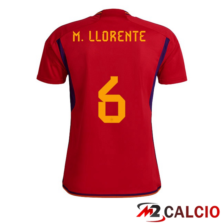 Maglie Calcio Spagna (M.LLORENTE 6) Prima Rosso Coppa Del Mondo 2022