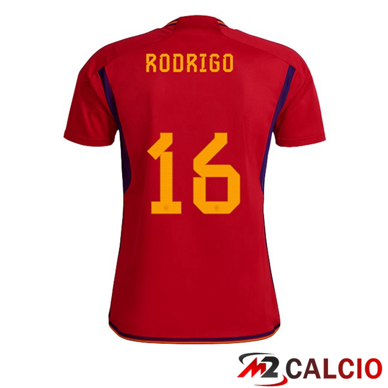 Maglie Calcio Spagna (RODRIGO 16) Prima Rosso Coppa Del Mondo 2022