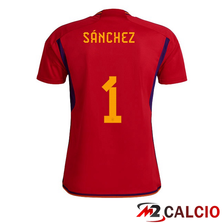 Maglie Calcio Spagna (SÁNCHEZ 1) Prima Rosso Coppa Del Mondo 2022