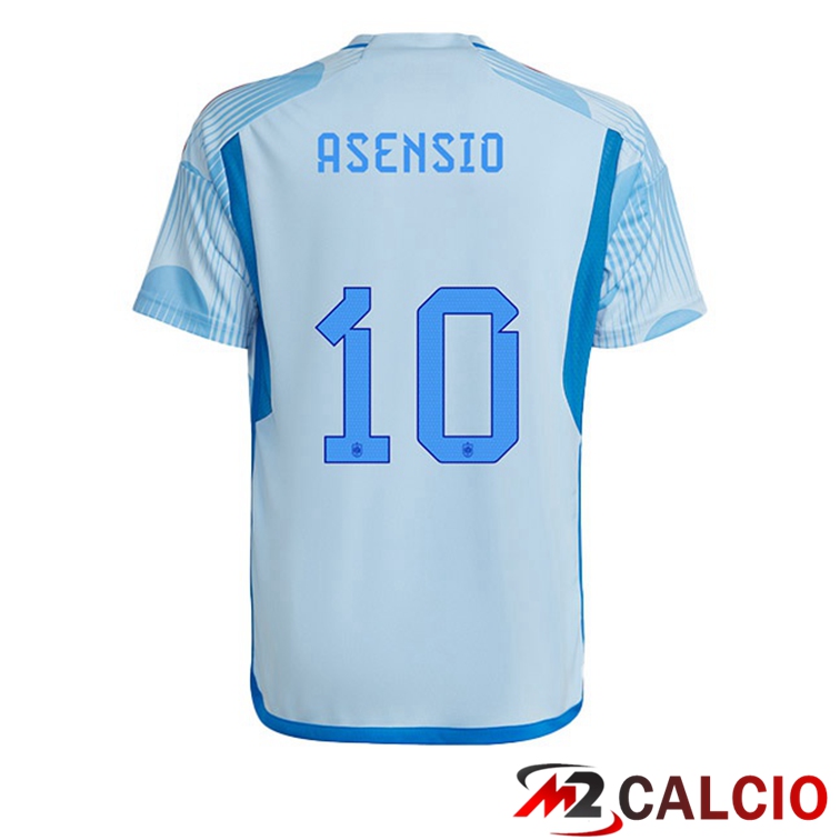 Maglie Calcio Spagna (ASENSIO 10) Seconda Blu Bianco Coppa Del Mondo 2022