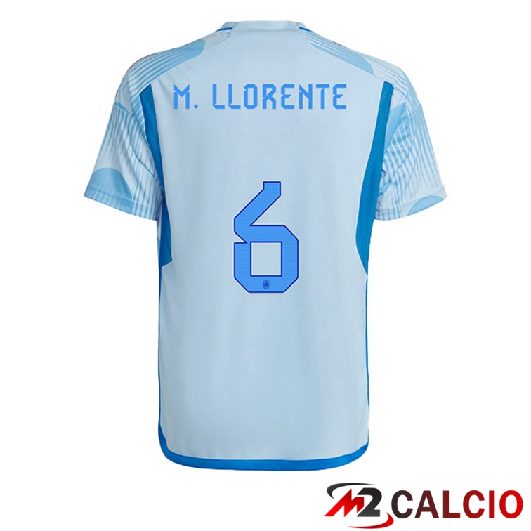 Maglie Calcio Spagna (M.LLORENTE 6) Seconda Blu Bianco Coppa Del Mondo 2022