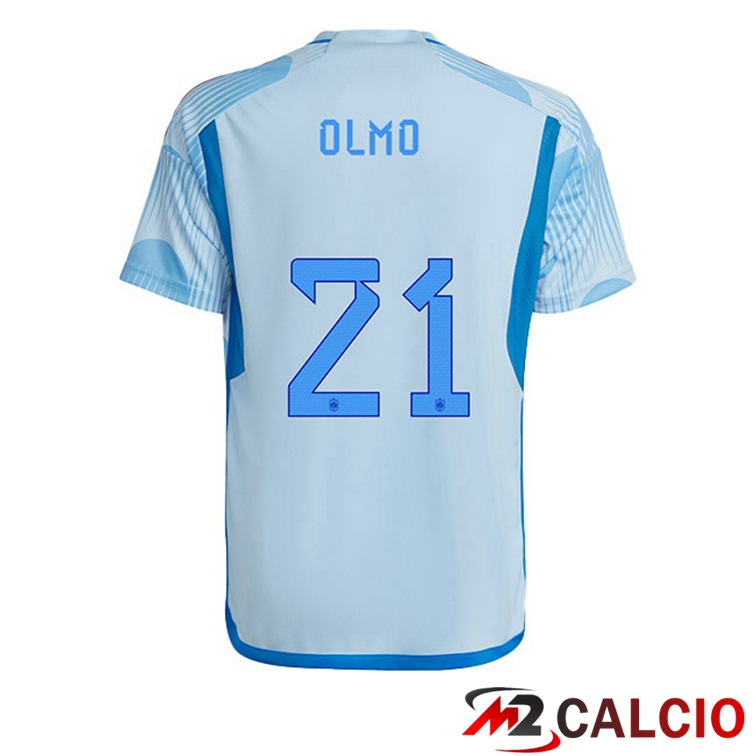 Maglie Calcio Spagna (OLMO 21) Seconda Blu Bianco Coppa Del Mondo 2022
