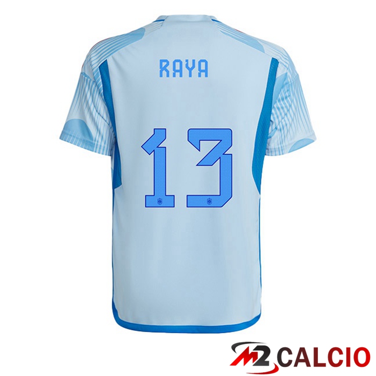 Maglie Calcio Spagna (RAYA 13) Seconda Blu Bianco Coppa Del Mondo 2022