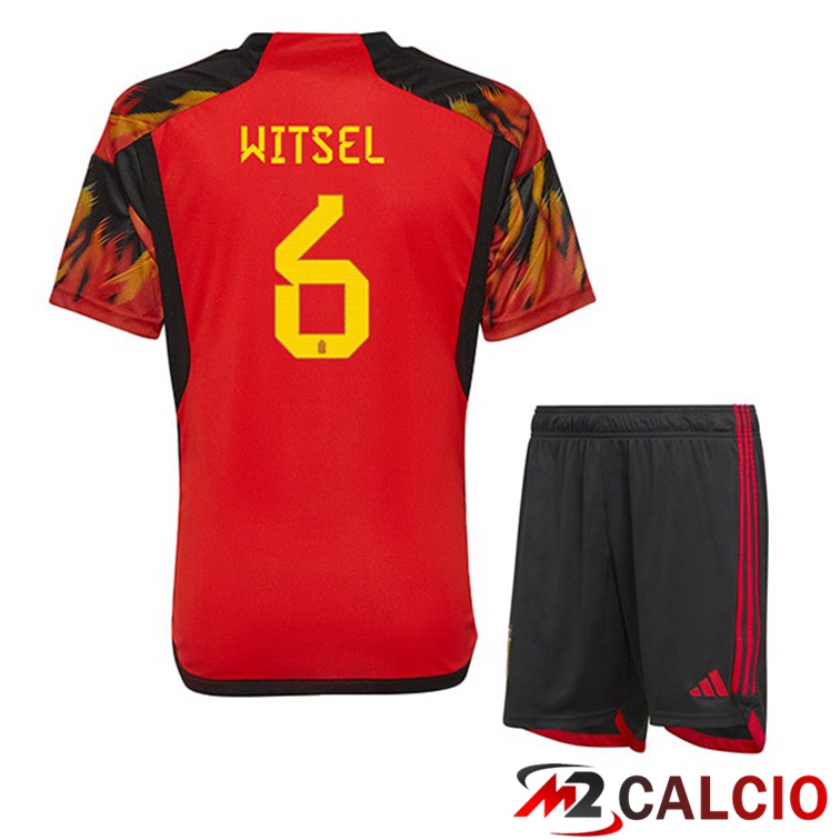 Maglie Calcio Belgio (WITSEL 6) Bambino Prima Rosso Coppa Del Mondo 2022