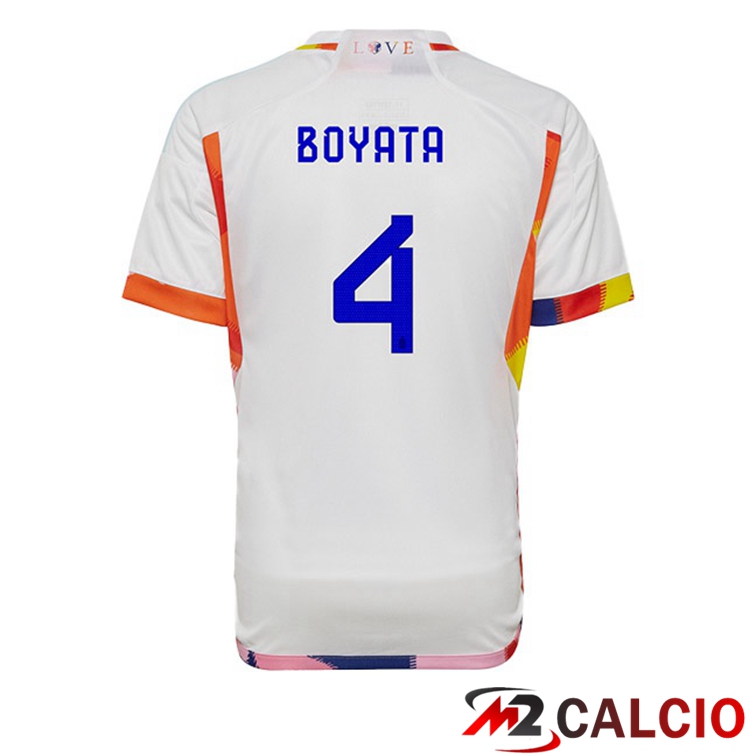Maglie Calcio Belgio (BOYATA 4) Seconda Bianco Coppa Del Mondo 2022