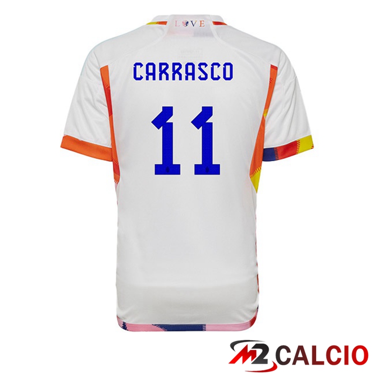 Maglie Calcio Belgio (CARRASCO 11) Seconda Bianco Coppa Del Mondo 2022