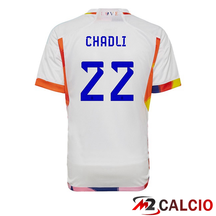 Maglie Calcio Belgio (CHADLI 22) Seconda Bianco Coppa Del Mondo 2022