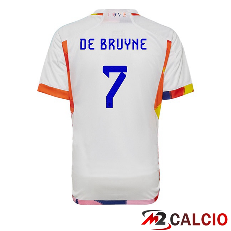 Maglie Calcio Belgio (DE BRUYNE 7) Seconda Bianco Coppa Del Mondo 2022