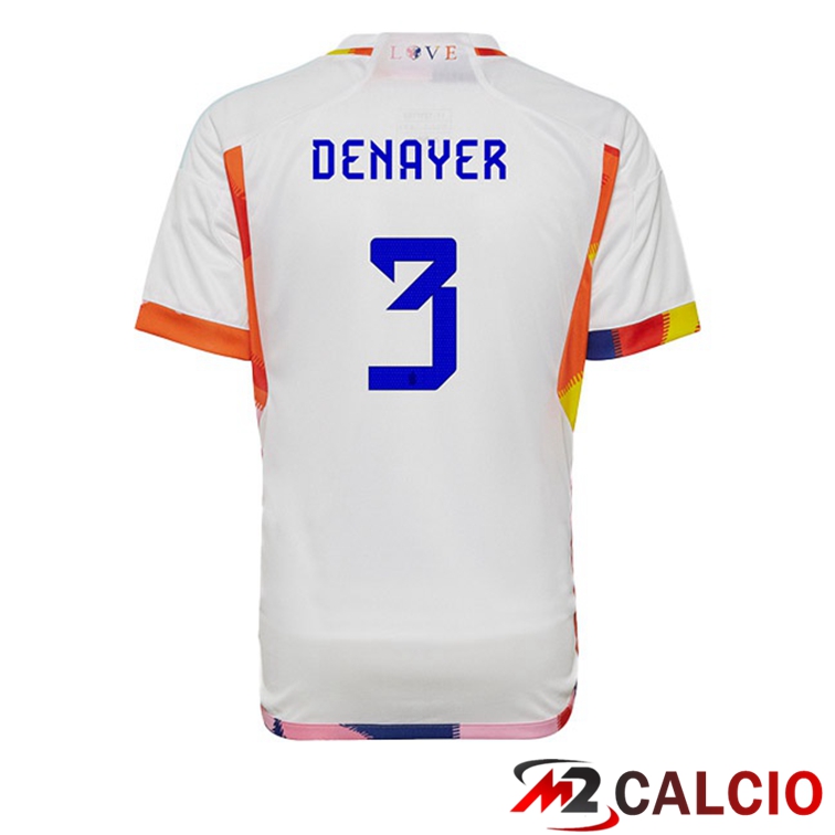 Maglie Calcio Belgio (DENAYER 3) Seconda Bianco Coppa Del Mondo 2022