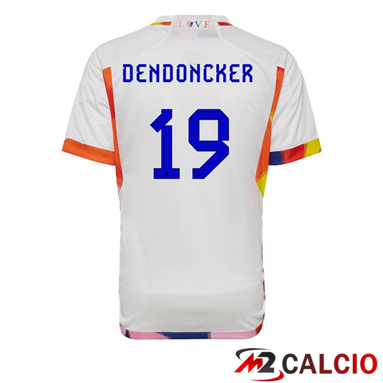 Maglie Calcio Belgio (DENDONCKER 19) Seconda Bianco Coppa Del Mondo 2022