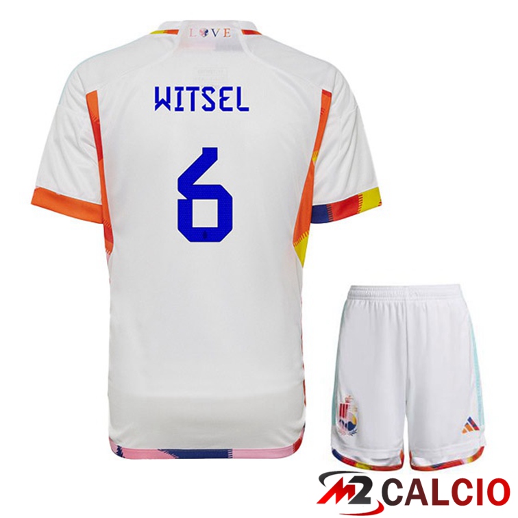 Maglie Calcio Belgio (WITSEL 6) Bambino Seconda Bianco Coppa Del Mondo 2022