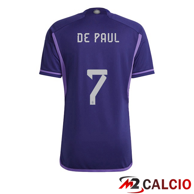 Maglie Calcio Argentina (DE PAUL 7) Seconda Porpora Coppa Del Mondo 2022