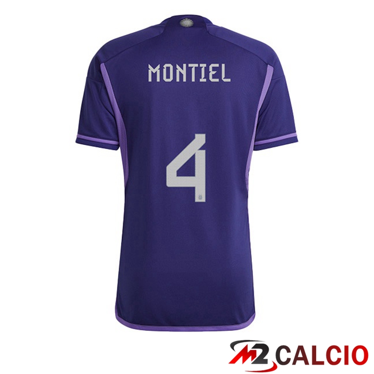 Maglie Calcio Argentina (MONTIEL 4) Seconda Porpora Coppa Del Mondo 2022