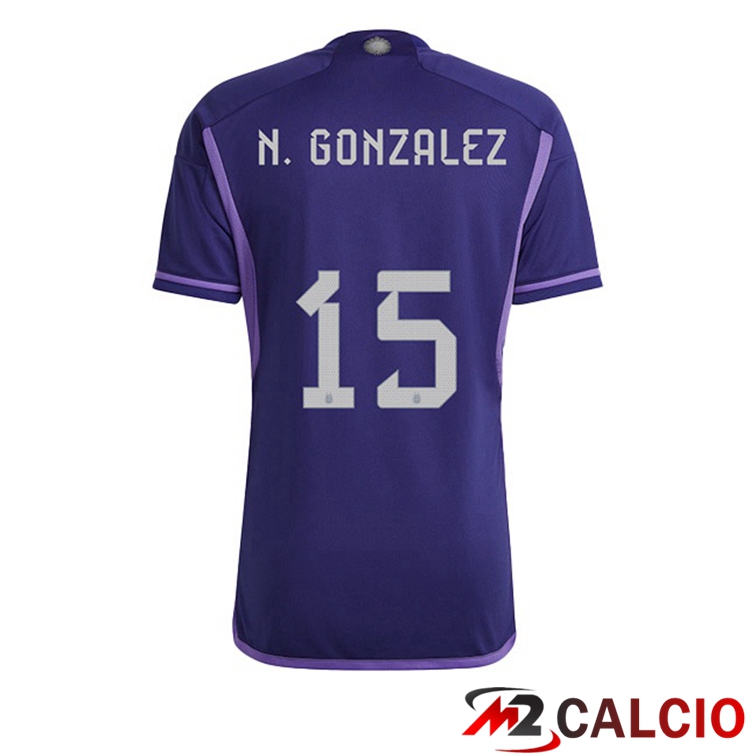 Maglie Calcio Argentina (N.GONZALEZ 15) Seconda Porpora Coppa Del Mondo 2022