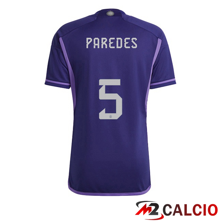Maglie Calcio Argentina (PAREDES 5) Seconda Porpora Coppa Del Mondo 2022