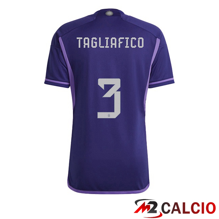 Maglie Calcio Argentina (TAGLIAFICO 3) Seconda Porpora Coppa Del Mondo 2022