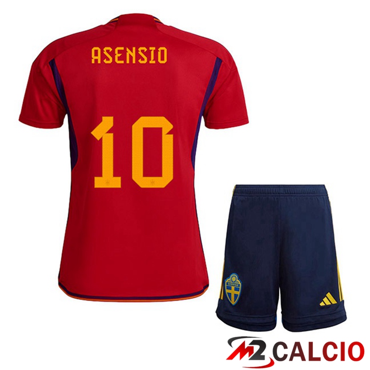 Maglie Calcio Spagna (ASENSIO 10) Bambino Prima Rosso 2022/2023