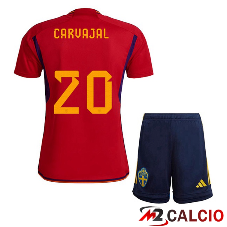 Maglie Calcio Spagna (CARVAJAL 20) Bambino Prima Rosso 2022/2023