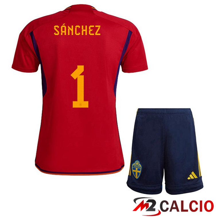 Maglie Calcio Spagna (SÁNCHEZ 1) Bambino Prima Rosso 2022/2023