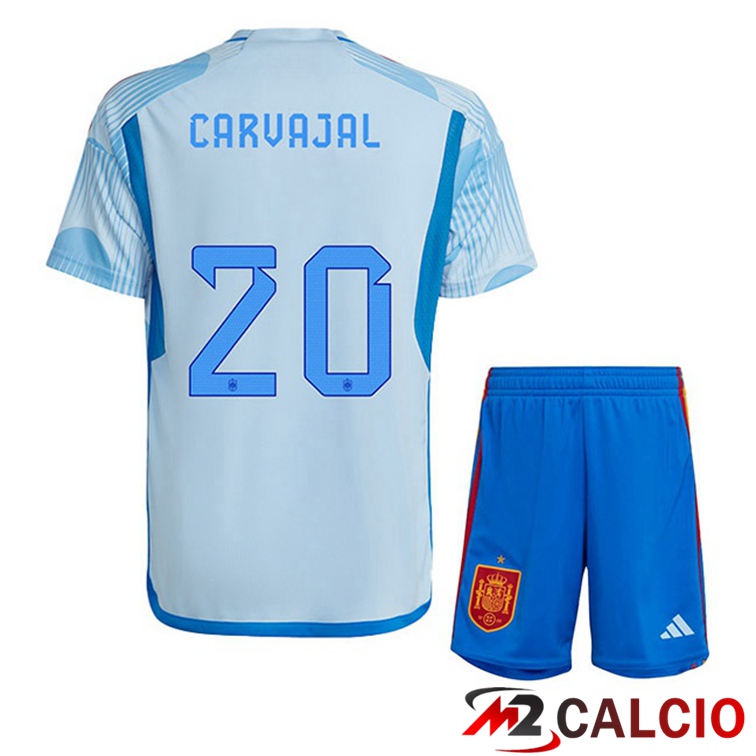 Maglie Calcio Spagna (CARVAJAL 20) Bambino Seconda Blu Bianco 2022/2023