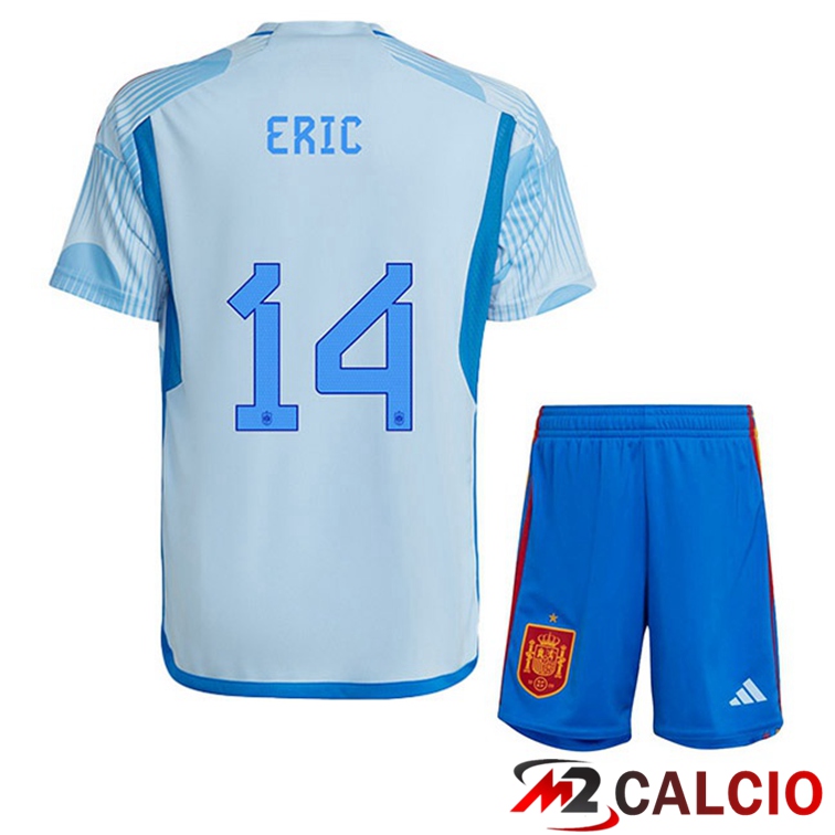 Maglie Calcio Spagna (ERIC 14) Bambino Seconda Blu Bianco 2022/2023