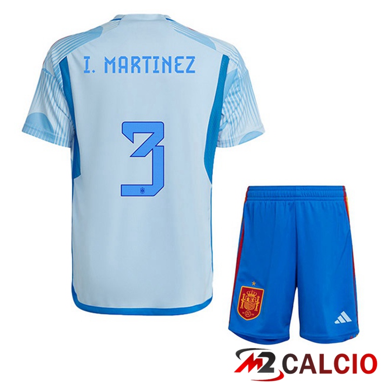 Maglie Calcio Spagna (I. MARTINEZ 3) Bambino Seconda Blu Bianco 2022/2023