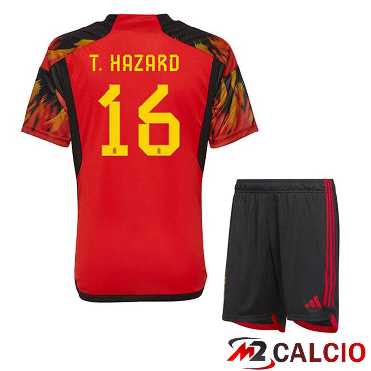 Maglie Calcio Belgio (T. HAZARD 16) Bambino Prima Rosso 2022/2023